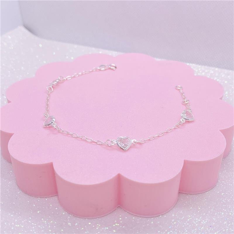 PULSEIRA PINGENTES CORAÇÃO DE CRISTAL